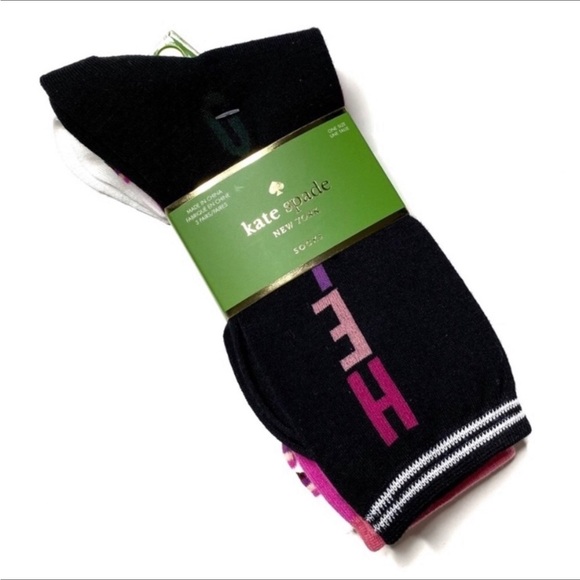 Kate Spade ♠️ HELLO Striped Crew Socks -3PK - Picture 2 of 16